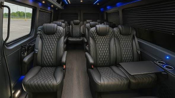 Interior of Charter Bus Company Sioux Falls's 15 Passenger Mini Bus in Sioux Falls