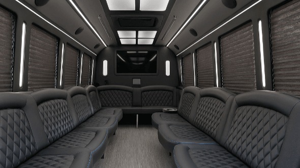 Interior of Charter Bus Company Des Moines's 30 Passenger Party Bus in Des Moines