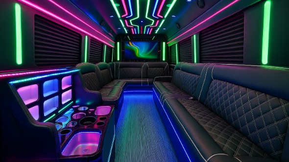 Interior of Charter Bus Company Rochester's 40 Passenger Party Bus in Rochester
