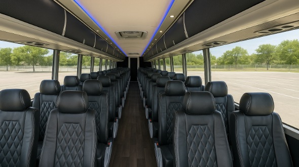 Interior of Charter Bus Company Sioux Falls's 44 Passenger Charter Bus in Sioux Falls