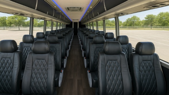 Interior of Charter Bus Company Sioux Falls's 46 Passenger Charter Bus in Sioux Falls