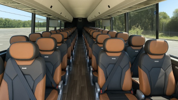 Interior of Charter Bus Company Sioux Falls's 47 Passenger Charter Bus in Sioux Falls