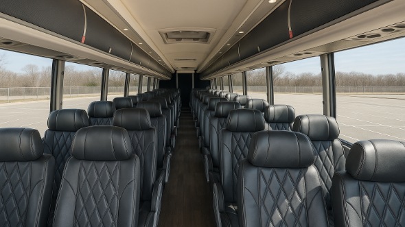 Interior of Charter Bus Company Sioux Falls's 55 Passenger Charter Bus in Sioux Falls